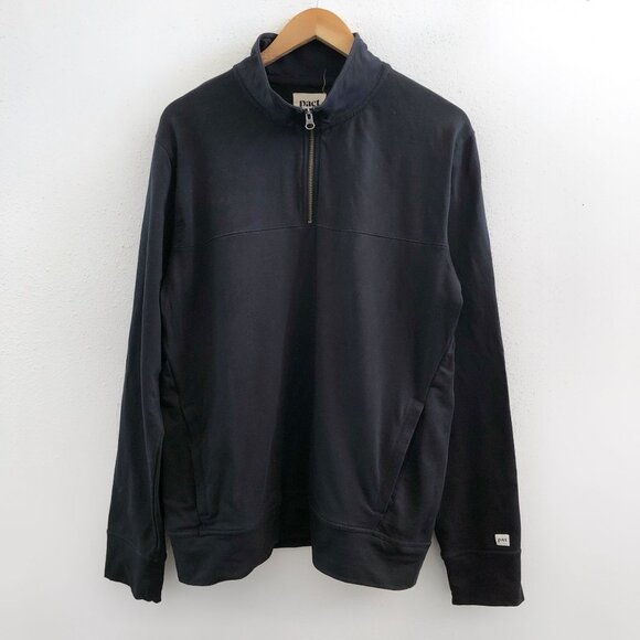 PACT Organic Cotton Stretch French Terry Quarter Zip Sweatshirt Size Large - Picture 1 of 10